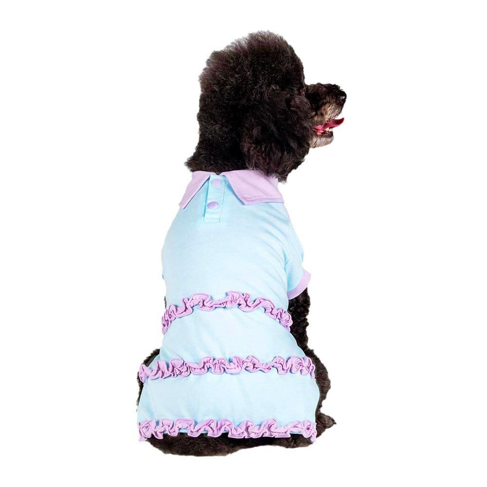 Dog Dress Blueberry Pet Ruffle Polo Cotton Dog Dress Lavender / 12"