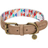 Dog Collar Blueberry Pet Shades of Rainbow Full Grain Leather & Polyester Webbing Dog Collar, Triangles Triangles / Small