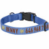 Dog Collar Essentials by Blueberry Pet Personalized Dog Collar with Pet Name and Phone, Blue Marina Blue / Small