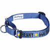Dog Collar Essentials by Blueberry Pet Nylon Personalized Martingale Safety Training Dog Collar Blue for Puppy S M L Boy Girl