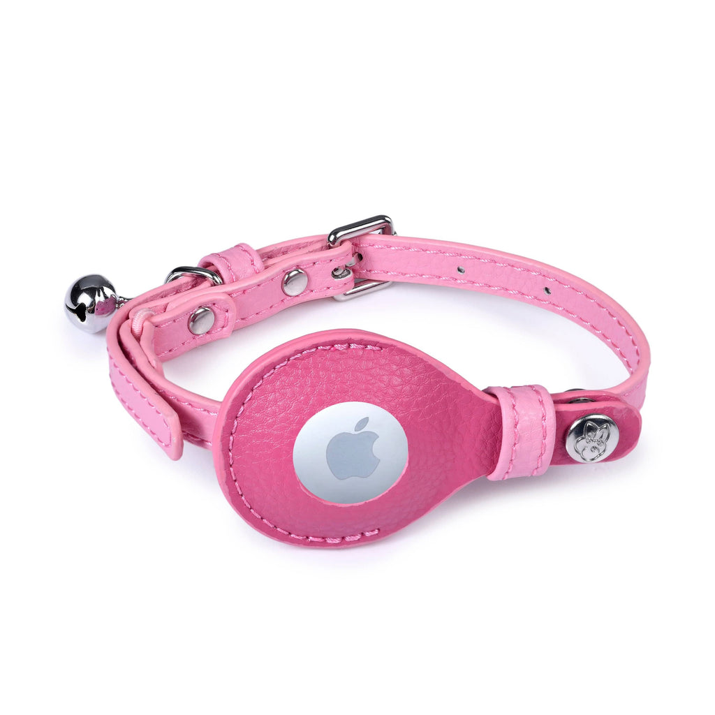 Cat Collar Blueberry Pet Microfiber Vegan Leather AirTag Cat Collar with Bell, AG+ Protection Sweet Pink / Small