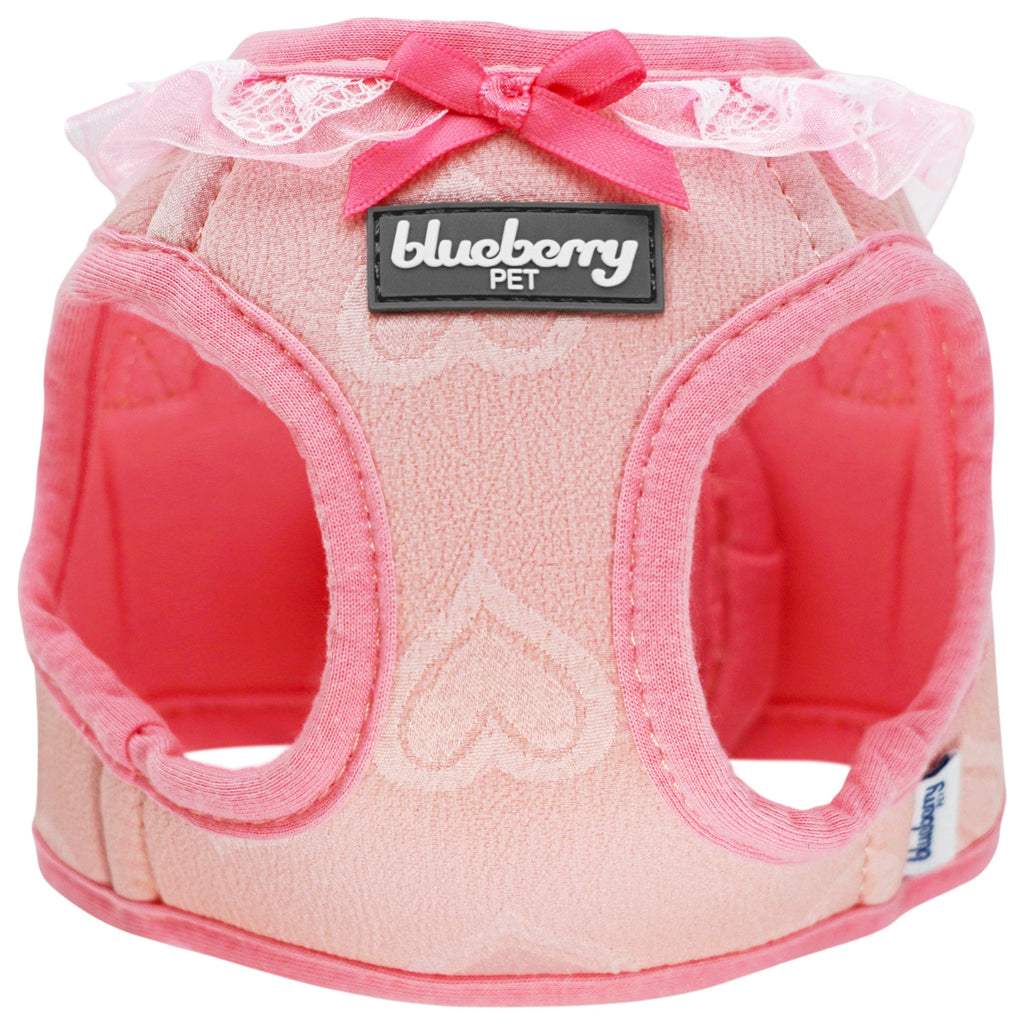 Dog Harness Blueberry Pet Blueberry Pet LoveSoft Dog Harness – Ultra-Soft Embossed Heart Vest for Small Dogs, Adjustable & Breathable No-Pull Step-In Design Pink / XXXS