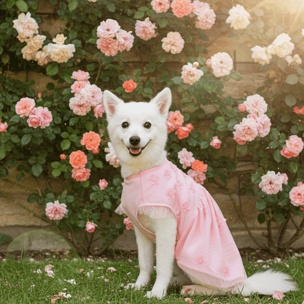 My Little Princess Dog Tulle Dress with Flowers Baby Pink / 16