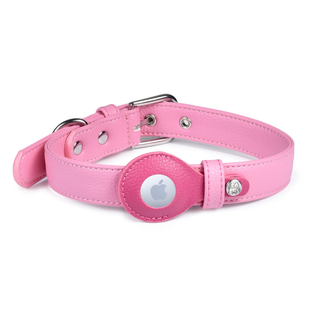 Dog Collar Blueberry Pet Microfiber Vegan Leather AirTag Dog Collar with AG+ Protection Sweet Pink / Small