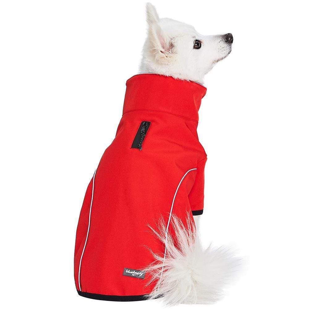dog gear softshell Blueberry Pet Windproof Waterproof Reflective Softshell Dog Jacket, Red, Size 16