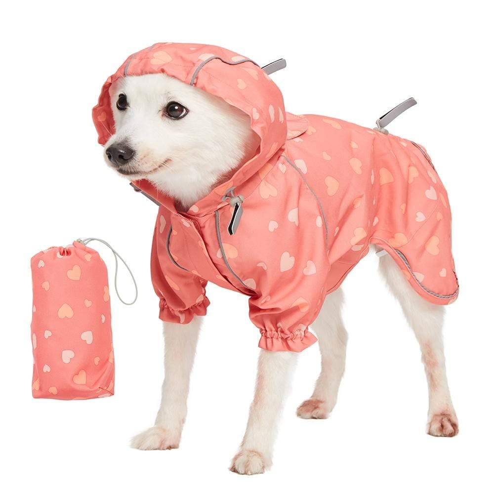Dog Raincoat Blueberry Pet Reflective Dog Raincoat with 2 Legs Pink / 10"