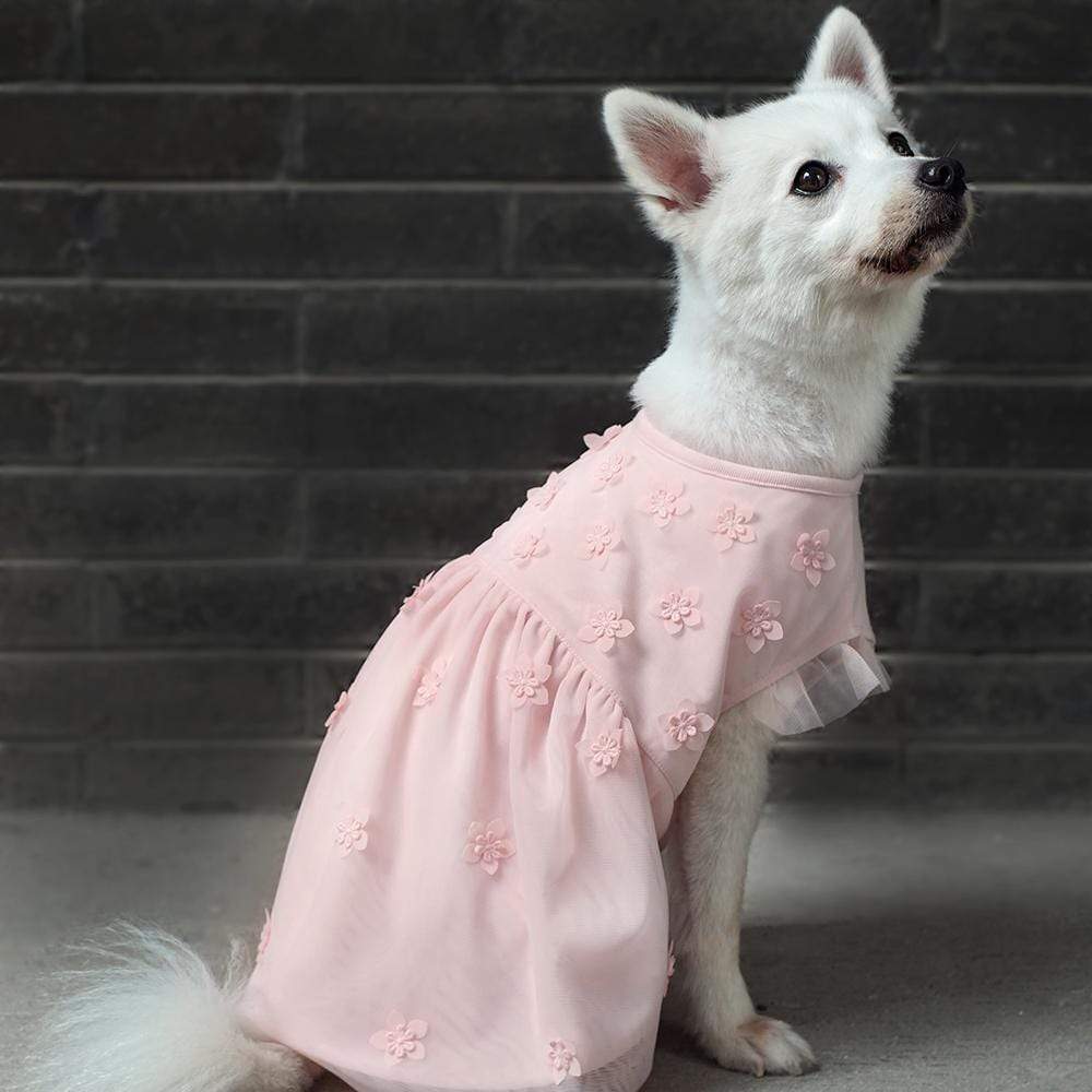 My Little Princess Dog Tulle Dress With Dainty Flowers