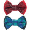 Dog Bowtie Blueberry Pet Plaid Bow Tie Set, 2 Pack Scarlet Red + Emerald Green / Small
