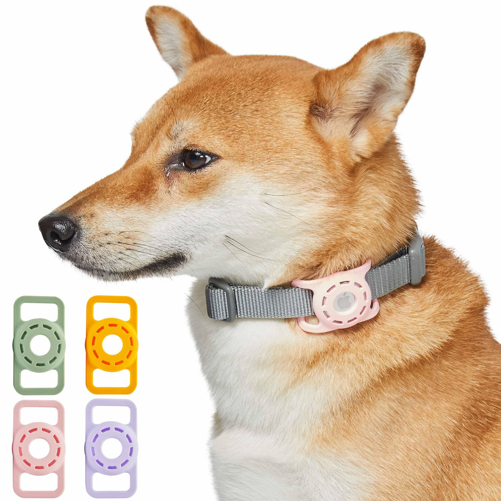 Leather AirTag Dog Collar Premium Dog Collar AirTag Case Holder