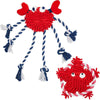 Dog Toy Blueberry Pet Pack of 2 Durable Interactive Squeaky Plush Dog Rope Toys for Puppy, Crab and Sea-Star Crab + Sea-star / 14