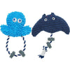 Dog Toy Blueberry Pet Pack of 2 Interactive Squeaky Plush Rubber Dog Chew Rope Toy for Puppies Manta Ray + Jellyfish / 13.4