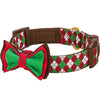 Dog Collar Blueberry Pet Christmas Dog Collar with Bow Tie Fair Isle / Small