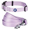 Dog Collar Leash Set Essentials by Blueberry Pet Classic Solid Color Matching Dog Collar and Leash Set Lavender / Small