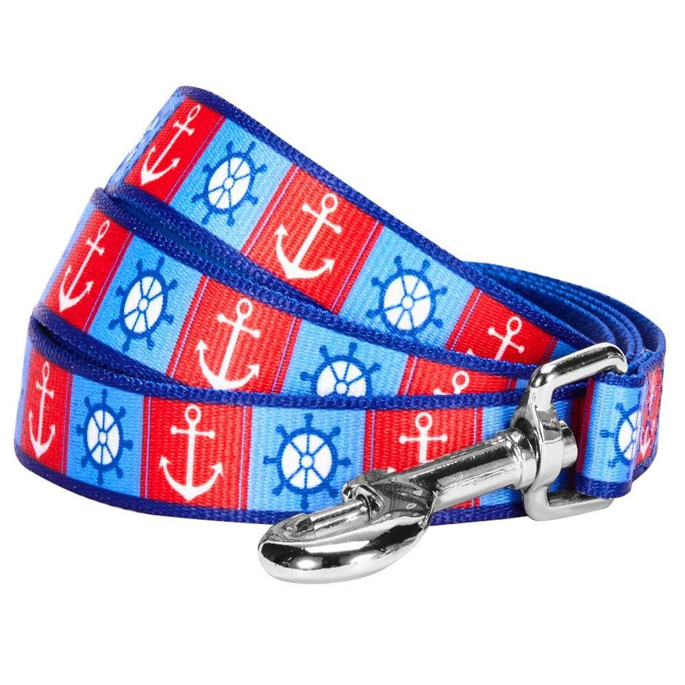 Blueberry Pet Essentials 2 Patterns Classy Bon Voyage Nautical Ocean Harbor Designer Dog Leash, 5 ft x 3/4