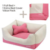 Dog Bed Blueberry Pet Color-block Linen Blend Dog Bed & Bed Cover Value Pack Baby Pink & Beige / Small