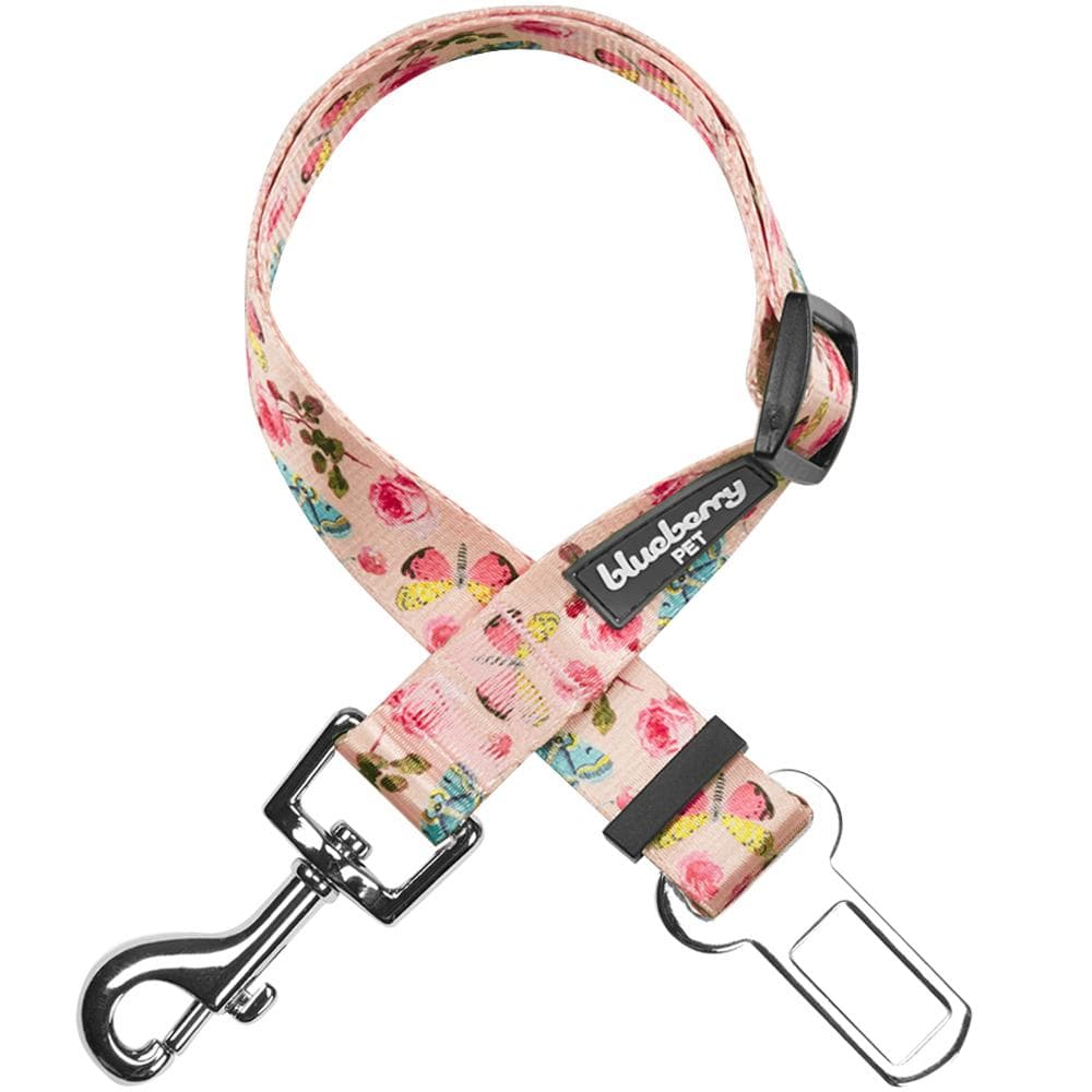 Petal Paws Floral Dog Seat Belt Tether For Safe Travel | Blueberry Pet