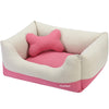 Dog Bed Blueberry Pet Durable Pink Dog Bed, Cover-removable Washable Color Block Linen Blend Bed for Dogs and Cats Baby Pink & Beige / Small