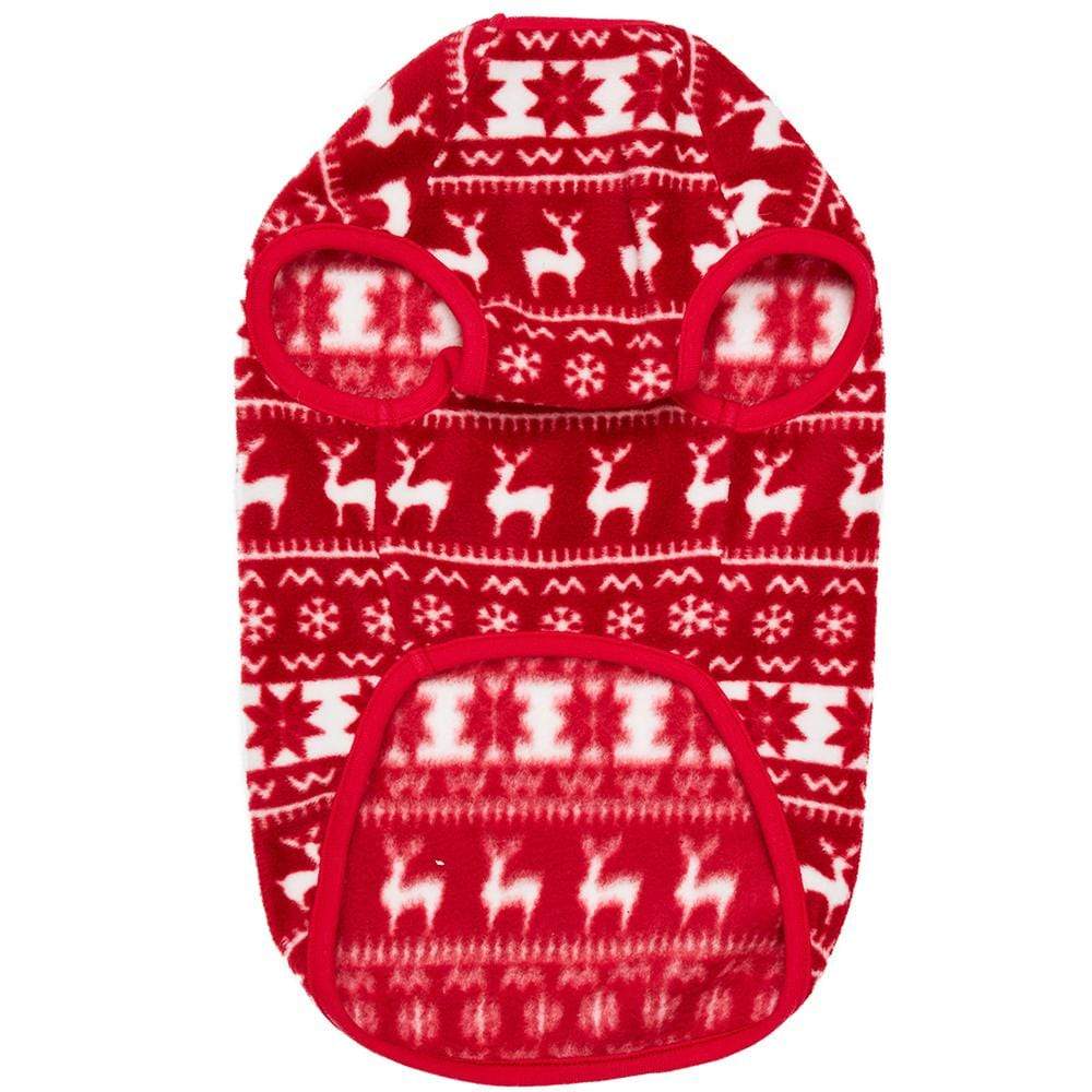 blueberry pet christmas themed dog sweater Blueberry Pet Christmas Holiday Reindeer & Snowflake Fleece Dog Sweater, Dog Snood Vest / 16