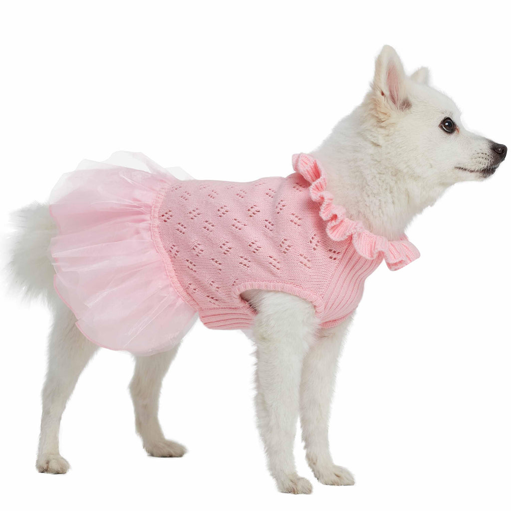 My Cutie Princess Ruffle Collar Dog Sweater Dress My Cutie Princess Ruffle Collar Dog Sweater Dress