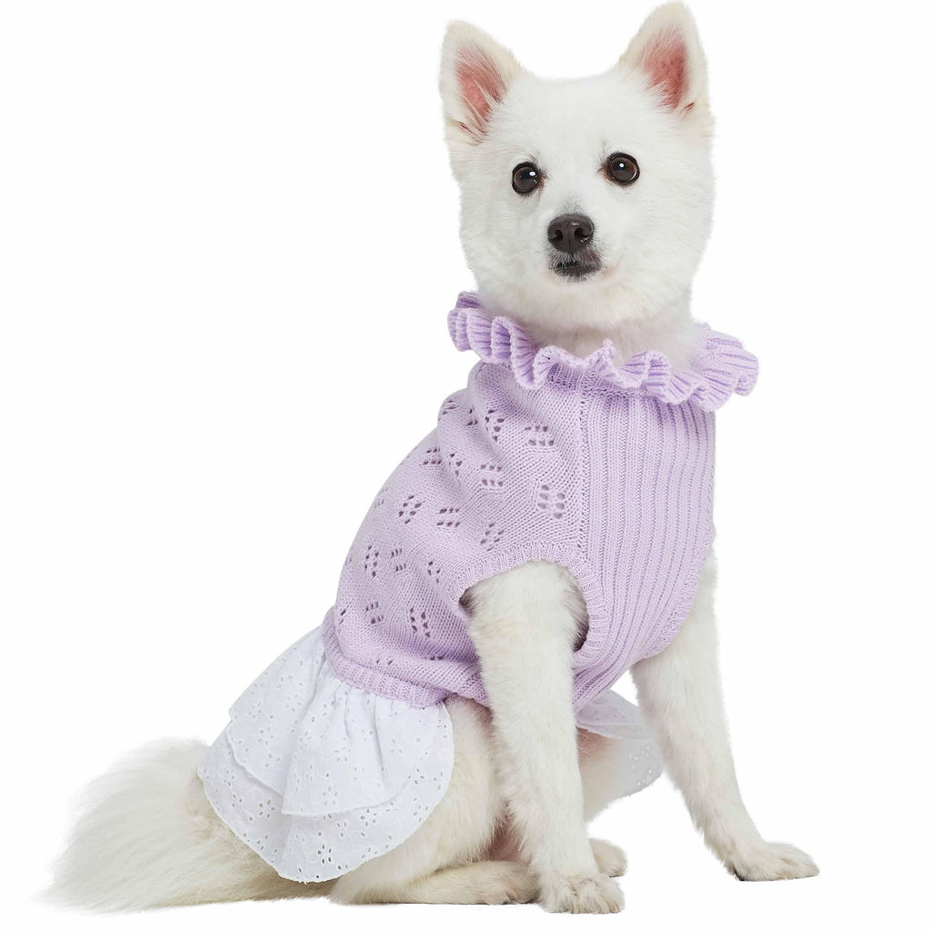 Lilac Princess Ruffle Collar Dog Dress Outfit For Dogs