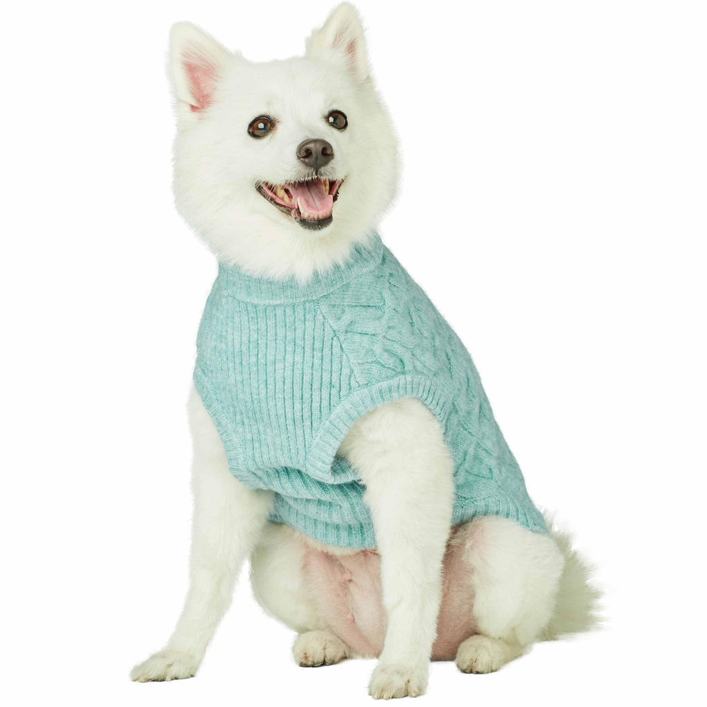 Blueberry Pet Classic Fuzzy Textured Knit Pullover Turtle-Neck Dog