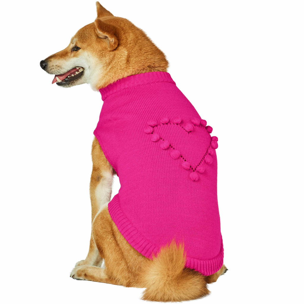 Blueberry Pet 2023 New Heart Dog Sweater Valentineas Day Clothes for Small Girl Dogs, Hot Pink Pullover Crewneck Holiday Apparel