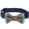 Dog Collar Blueberry Pet Timeless Dog Collar with Paisley Bow Tie Navy Blue / Small