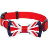 Dog Collar Blueberry Pet Union Jack Bowtie Dog Collar Red / Small