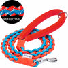 Dog Leash Blueberry Pet Reflective Braided Dog Rope Leash, 4 ft Flame Red and Azure Blue / 4'