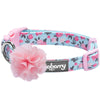 Dog Collar Blueberry Pet Made Well Floral Dog Collar with Flower - Hibiscus Collar, Luau Collar, Tropical Collar Light Blue / X-Small