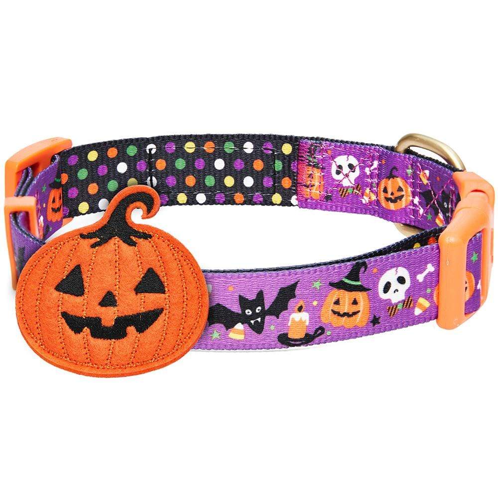 Halloween Dog Collar With Pumpkin Ghost And Witches Design