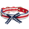 Dog Collar Blueberry Pet Nautical Dog Collars Summer Beach Stripe Dog Collar with Décor Bowtie Vacation Bon Voyage Collar for S M L Pets Horizontal Red Stripes / Small