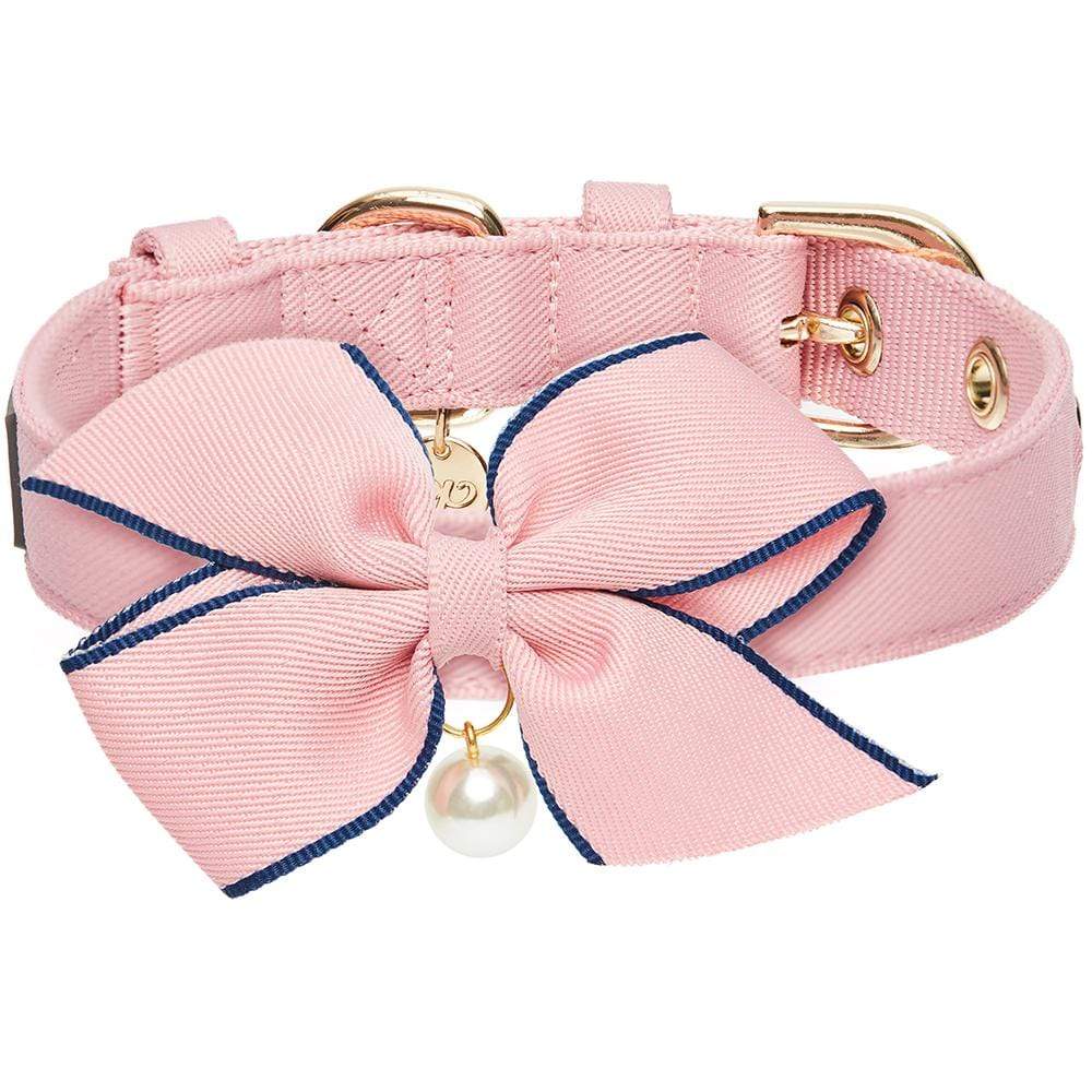 Blueberry Pet The Most Coveted Dog Collar with Bowtie & Pearl Pink / Small