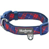 Dog Collar Blueberry Pet Plaid Pattern Neoprene Padded Dog Collar Navy Blue & Red / Small