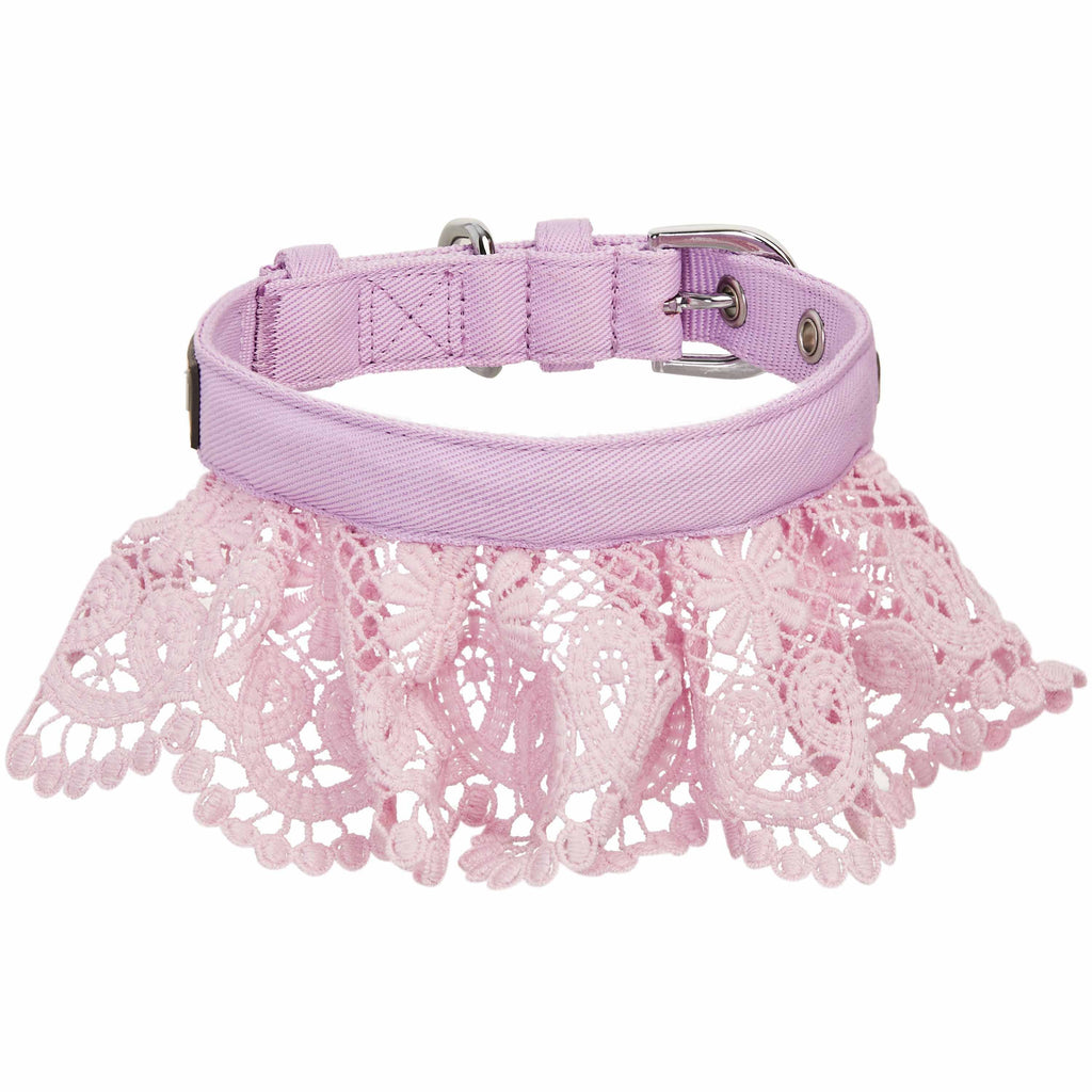 Blueberry Pet Floral Lace Dog Collar, Pink, Medium