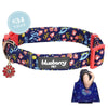 Pet Lover Blueberry Pet Floral Dog Collar & Shopping Bag Set Navy Blue / Small