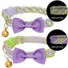 Cat Collar Blueberry Pet Reflective Striped Cat Collar, 2 Pack Purple Hues / 9