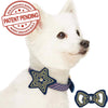 Dog Collar Blueberry Pet Dog Collar with 2 Detachable Bowties Blue & Red / Small